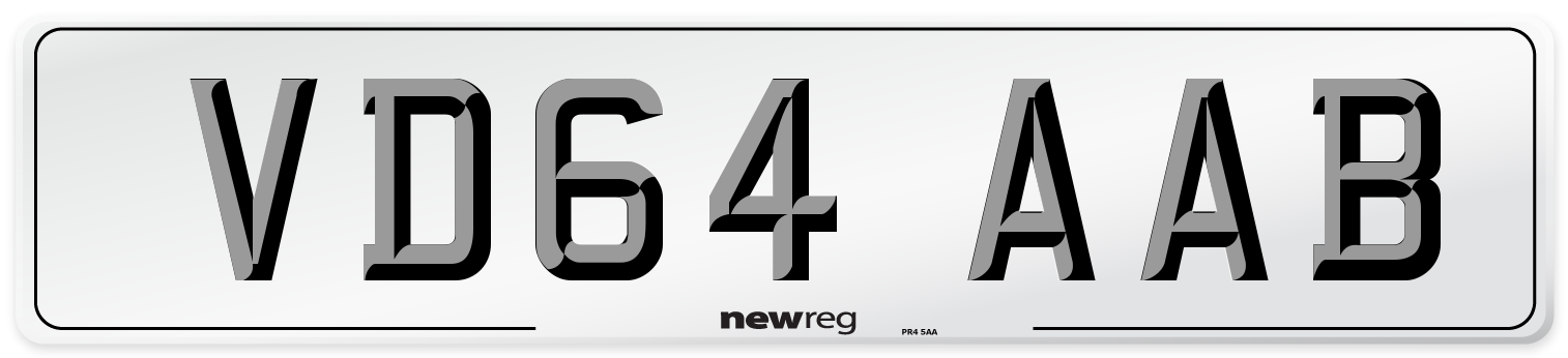 VD64 AAB Number Plate from New Reg